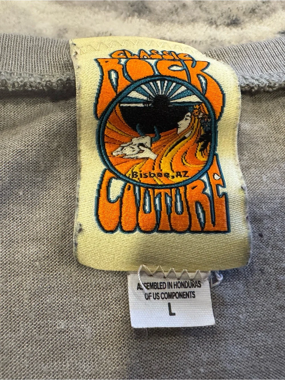 Classic Rock Couture Graphic Label Tank - Beige with Orange & Teal Print - Picture 3 of 3